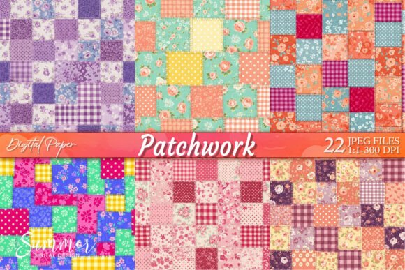 Download Vivid Pastels Patchwork Digital Paper - Digital Collection