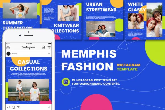 Download Memphis Fashion Instagram Post Template - Instagram post template Collection