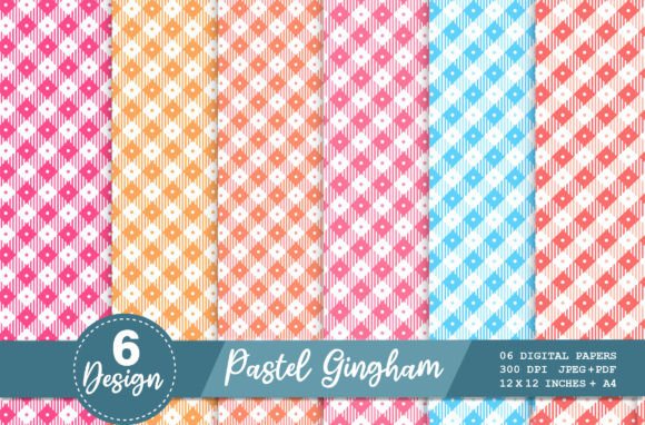 Download 6 Pastel Gingham Digital Paper Pattern - Digital Collection