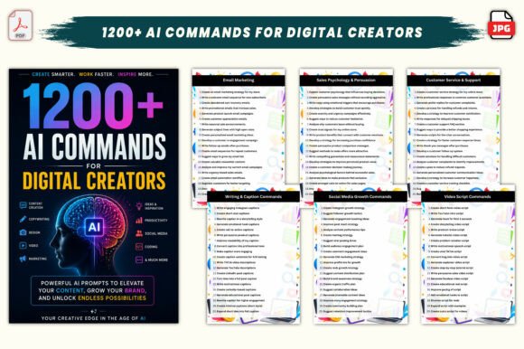 Download 1200+ AI Commands for Digital Creators - Digital Collection