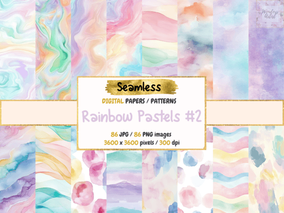 Download Rainbow Pastels #2 Digital Papers - Digital Collection