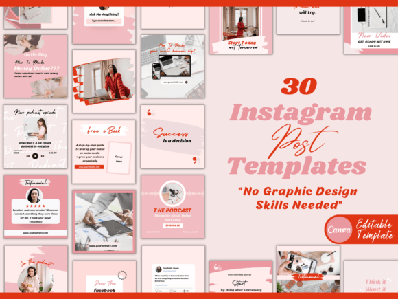 Download Instagram Post Templates-pink &amp; Red - Instagram post template Collection