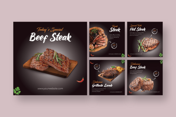 Download Steak - Food Instagram Post Template - Instagram post template Collection