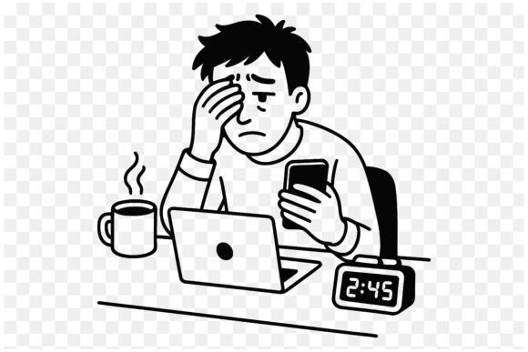 Download Burnout and Digital Overload Line Art - Digital Collection
