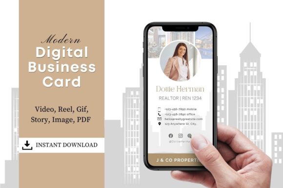 Download Editable Digital Business Card - Canva - Digital Collection